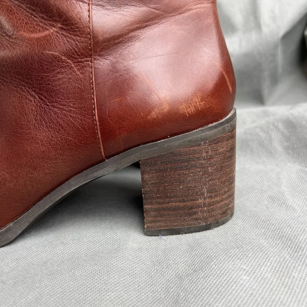 Enzo Angiolini Size 9.5 Ankle Boots Konak Shoes Leather Brown Red Jizelle - Picture 8 of 12